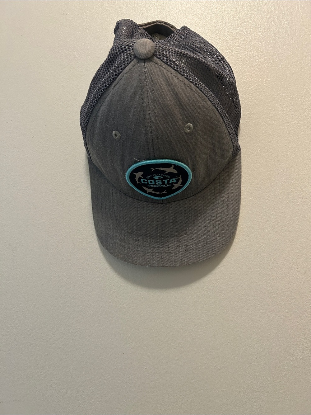 Costa Gray Mesh Back Hat with Teal Patch